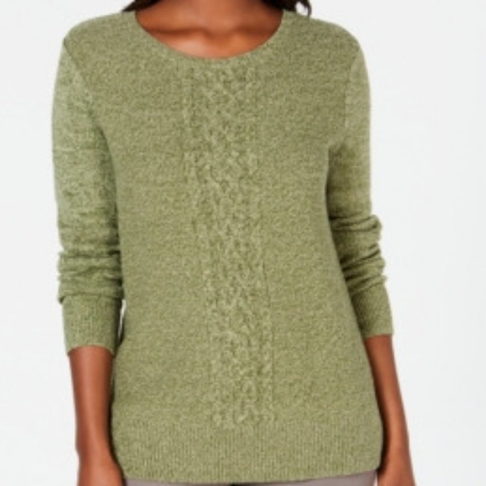 Karen Scott Cable Knit Panel Sweater
